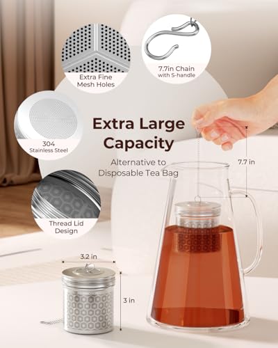 Reinmoson 2 Pack Reinmoson Extra Large Tea Infuser for Loose Tea & Spice Infuser for Cooking, Extra Fine Mesh Large Tea Strainers for Loose Tea, 304 Stainless Steel Loose Leaf Tea Steeper - Image 3