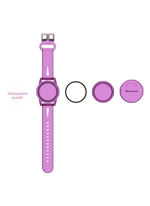 Suitable For Apple AirTag Anti-Lost Watch Strap Protective Case Children's Simple Cute PC + TPU-Color:Transparent Purple-Applicable Model:Q54T