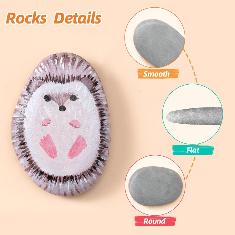 Simetufy 20 PCS River Rocks for Painting, 3.3-4.5'' Large Rocks for Painting, Rock Painting for Kids, Smooth and Flat Rocks Painting Rocks for DIY & Arts - Image 4
