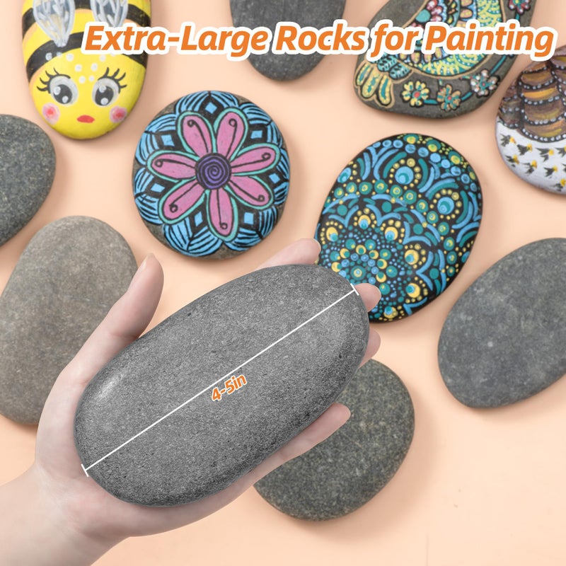 Simetufy 20 PCS River Rocks for Painting, 3.3-4.5'' Large Rocks for Painting, Rock Painting for Kids, Smooth and Flat Rocks Painting Rocks for DIY & Arts - Image 3