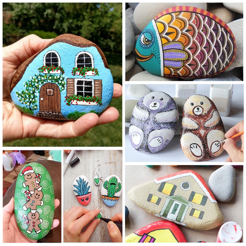 Simetufy 20 PCS River Rocks for Painting, 3.3-4.5'' Large Rocks for Painting, Rock Painting for Kids, Smooth and Flat Rocks Painting Rocks for DIY & Arts - Image 2