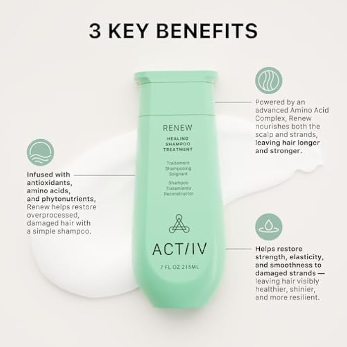 ACTIIV Renew Healing Shampoo Treatment | Improved Hair's Appearance, Promotes Scalp Health, Heals Damaged & Over-Processed Hair, Plant-Based, Color-Safe, Vegan, All Hair Types - Image 3