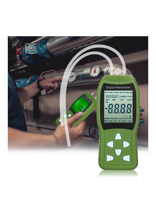 NIBEMINENT Handheld Portable Household Digital Pressure Gauge Green 18.50X4.50X10.00cm - Image 5