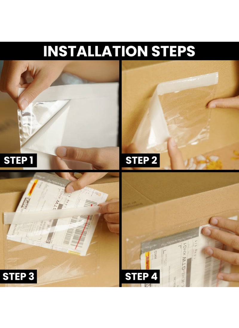 Excefore - Shipping Label Sleeves 100Pcs, 7" x 10" Inches - Packing Slip Envelope Pouches with Self-Adhesive Peel & Seal, Clear Packing List Envelopes, Waterproof Mailing List Holder for Invoice Documents Labels - Image 1