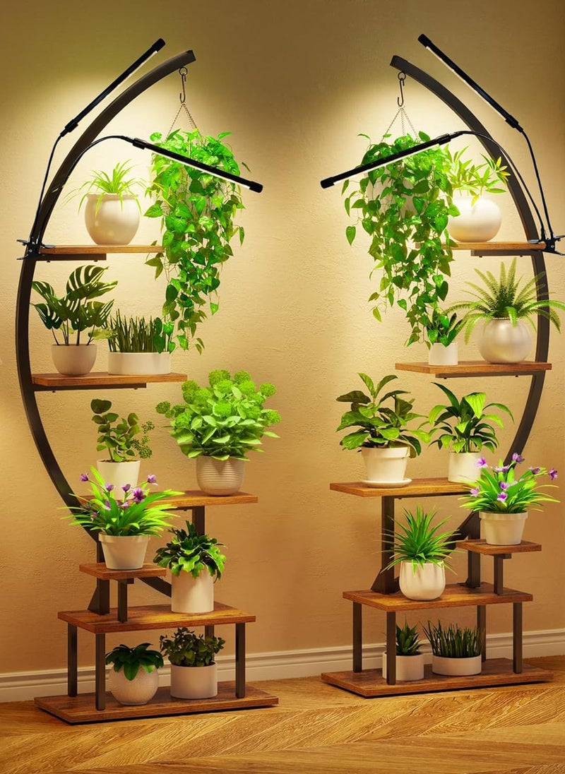 Sharpdo Tall Plant Stand Indoor with Grow Light, 7 Tiered Metal for Plants Multiple, Large Holder Display Shelf, Half-Moon Shape Rack Living Room, Patio, Balcony - Image 1