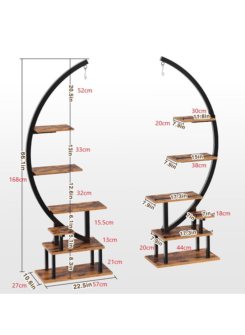 Sharpdo Tall Plant Stand Indoor with Grow Light, 7 Tiered Metal for Plants Multiple, Large Holder Display Shelf, Half-Moon Shape Rack Living Room, Patio, Balcony - Image 5