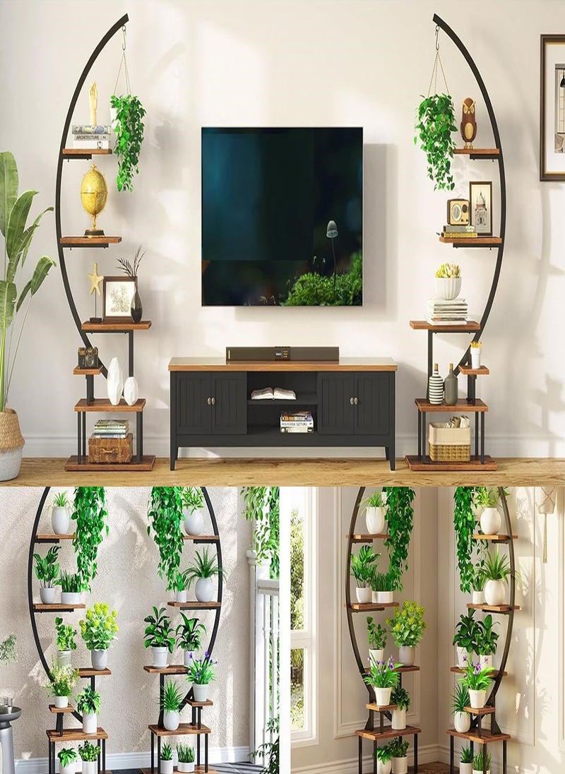 Sharpdo Tall Plant Stand Indoor with Grow Light, 7 Tiered Metal for Plants Multiple, Large Holder Display Shelf, Half-Moon Shape Rack Living Room, Patio, Balcony - Image 2