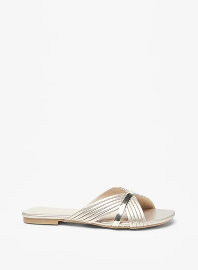 Flora Bella By Shoexpress Women's Textured Slip-On Flat Sandals