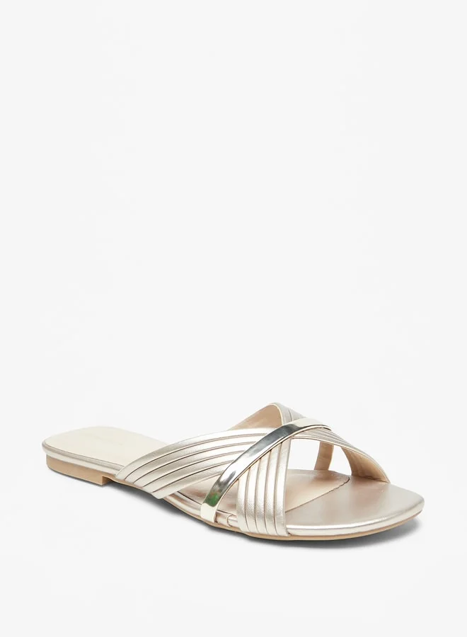 Flora Bella By Shoexpress Women's Textured Slip-On Flat Sandals