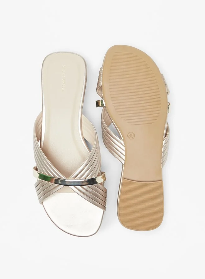 Flora Bella By Shoexpress Women's Textured Slip-On Flat Sandals