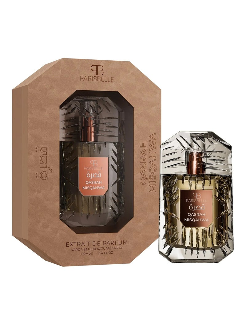 Parisbelle Qasrah MISQAHWA Eau de Parfum Unisex 100ml | Long Lasting Warm Spicy Oriental Fragrance | Honey Clove Tobacco Vanilla Oud Sandalwood Luxury Perfume for Men & Women - Image 1