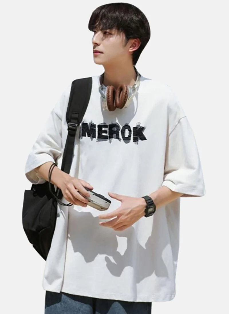 يونيكي White Printed Half Sleeve Round Neck T-Shirt