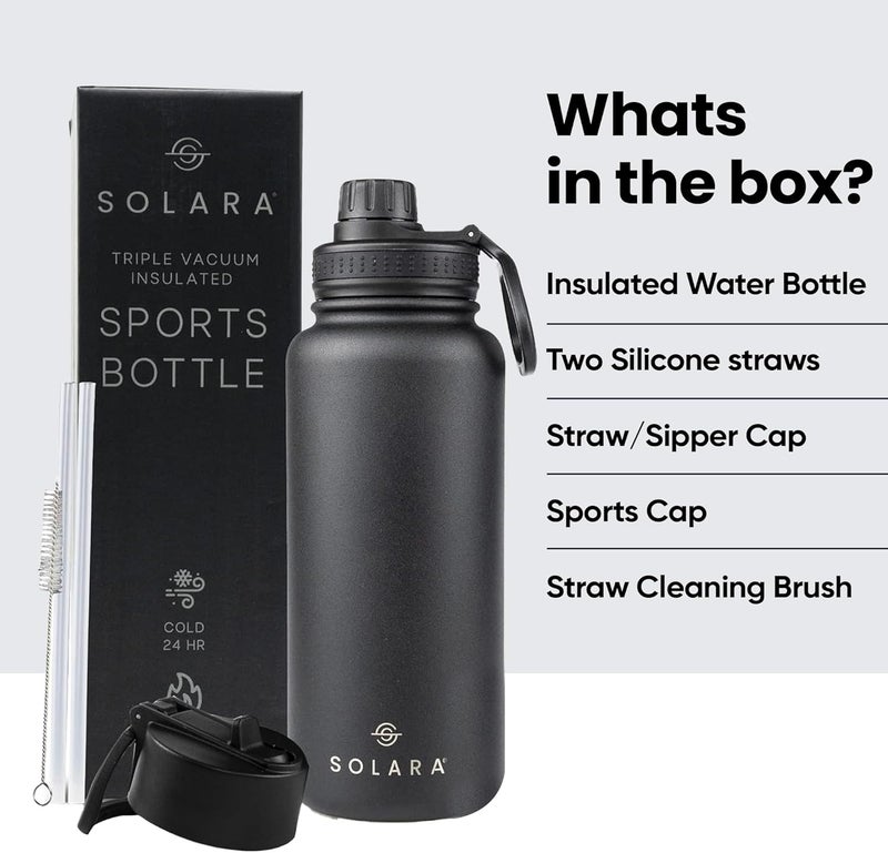 SOLARA Insulated Water Bottle 1 Litre, Hot Water Bottle, 1000ml Thermosteel Water Bottle for Travel, Home, Office, School, Gym, Adults, Water Bottle Hot and Cold, Sipper Bottle, Black Knight - Image 5