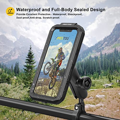 iMESTOU Anti-Theft Waterproof Motorcycle Phone Mount Bike Mobile Holder Double Socket Arms Aluminium Base Fit to Handlebar/Rear-View Mirror Pole for 3.5"-6.1" Cellphones (S) - Image 2