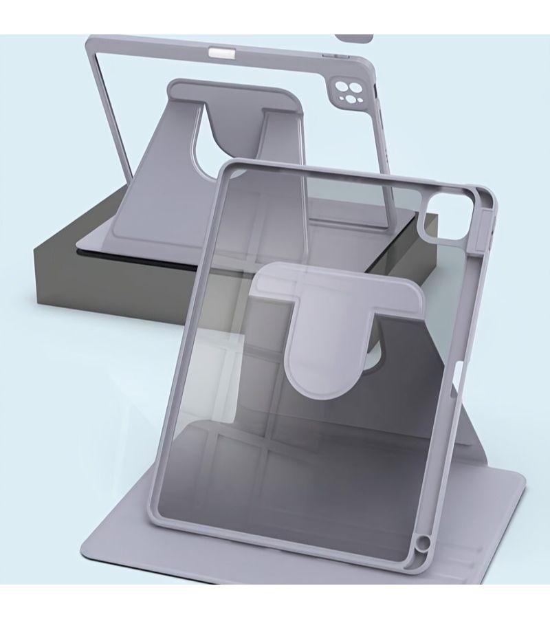 360 Degree Rotating Protective Case For iPad Air 11 2024 M2 Grey - Image 1