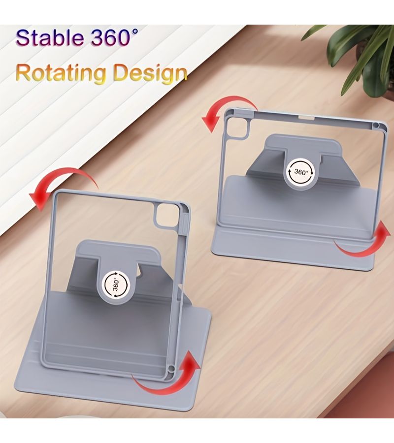 360 Degree Rotating Protective Case For iPad Air 11 2024 M2 Grey - Image 4