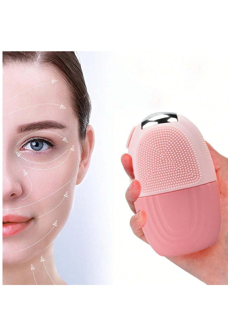 Plan A Ice Roller for Face, 3 in 1 Reusable Face Massage Roller with Shiny Metal Roller, Skin Tightening and Toning Tool with Brush to Cleanse Skin, Makeup Brushes, Remove Puffy Eye Bags, Add Healthy Glow - Image 2