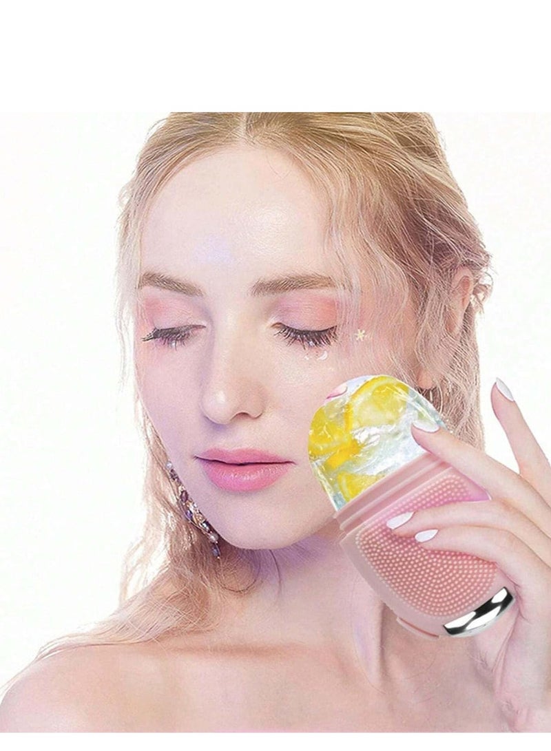 Plan A Ice Roller for Face, 3 in 1 Reusable Face Massage Roller with Shiny Metal Roller, Skin Tightening and Toning Tool with Brush to Cleanse Skin, Makeup Brushes, Remove Puffy Eye Bags, Add Healthy Glow - Image 3