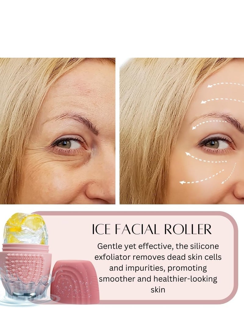 Plan A Ice Roller for Face, 3 in 1 Reusable Face Massage Roller with Shiny Metal Roller, Skin Tightening and Toning Tool with Brush to Cleanse Skin, Makeup Brushes, Remove Puffy Eye Bags, Add Healthy Glow - Image 4