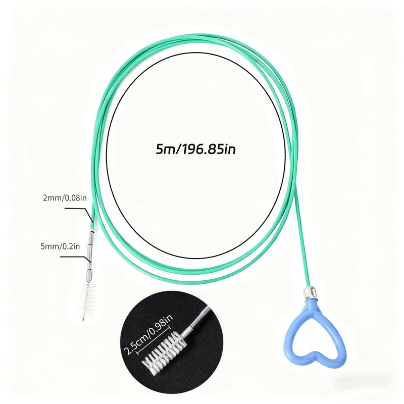 196.85 Inch Green Drain Cleaner Brush Long Hose Pipe Unblocking Tool For Sunroof Air Conditioning - Image 2
