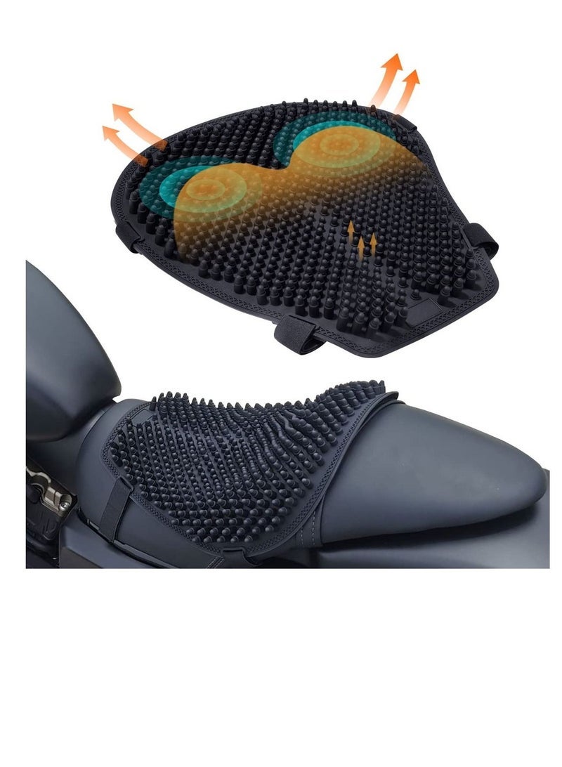 كابتن تيك Universal Motorcycle Seat Cushion, Motorcycle Silicone Gel Seat Pad, 3D Bullet Head Structure Heat Dissipation and Shock Absorption Seat Pad, with Breathable Massage Function, for Long Rides - Image 1