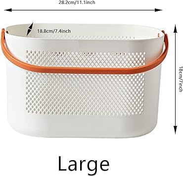 TONSYL Portable Shower Caddy Storage Shelf Organizer Basket With Handle Modern Design Multiple Drain Holes Tote Bag Bin Plastic Cleaning Supplies Caddy For Bathroom Office Kitchen Orange - Image 2
