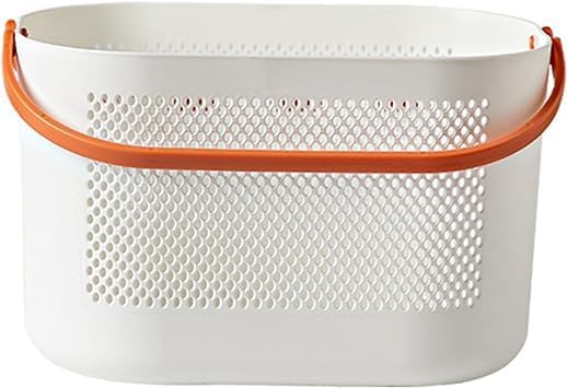 TONSYL Portable Shower Caddy Storage Shelf Organizer Basket With Handle Modern Design Multiple Drain Holes Tote Bag Bin Plastic Cleaning Supplies Caddy For Bathroom Office Kitchen Orange - Image 1