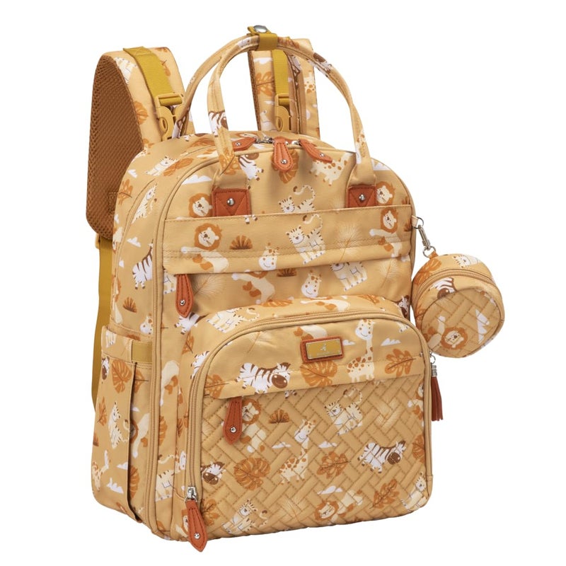 BabbleRoo Diaper Bag Backpack - Baby Essentials Travel Tote - Multi Function Water Resistant Diaper Bag, Travel Essentials Baby Bag with Changing Pad, Stroller Straps & Pacifier Case - Unisex, Safari - Image 1