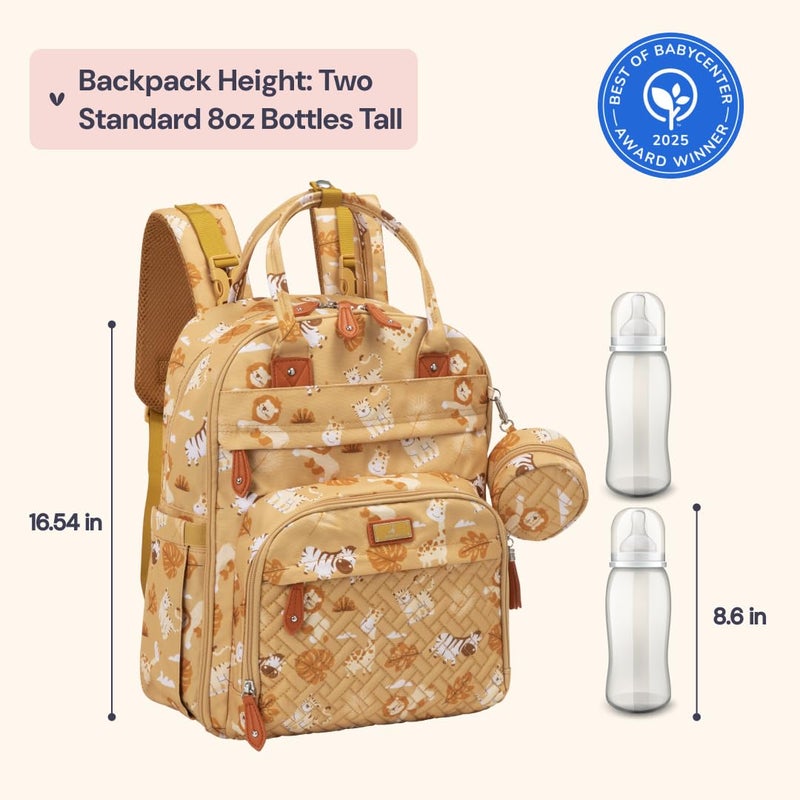 BabbleRoo Diaper Bag Backpack - Baby Essentials Travel Tote - Multi Function Water Resistant Diaper Bag, Travel Essentials Baby Bag with Changing Pad, Stroller Straps & Pacifier Case - Unisex, Safari - Image 2