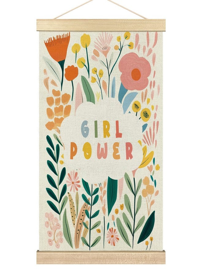 BCUANGD Girls Room Wall Art - Positive Affirmations Wall Decor Poster Hanger with Wood Frames, Botanical Wildflower Flowers Wall Hanging Canvas Decor for Nursery Kids Room, 12x16 Inches - Image 1