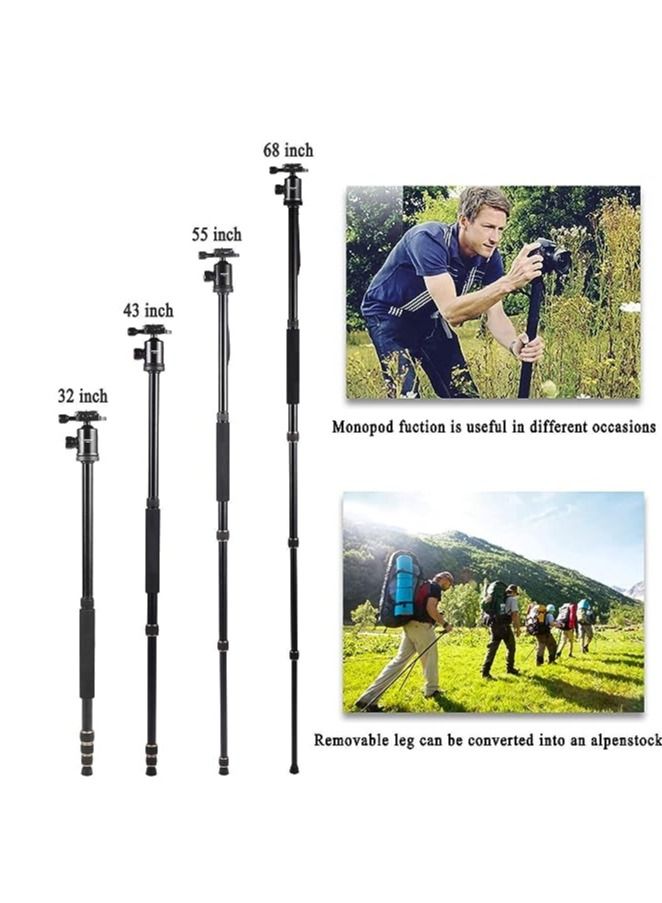 Jmary KT225+NB36-5 Feet Height Aluminium Alloy Professional Tripod And Monopod For All DSLR Cameras - Black - Image 2