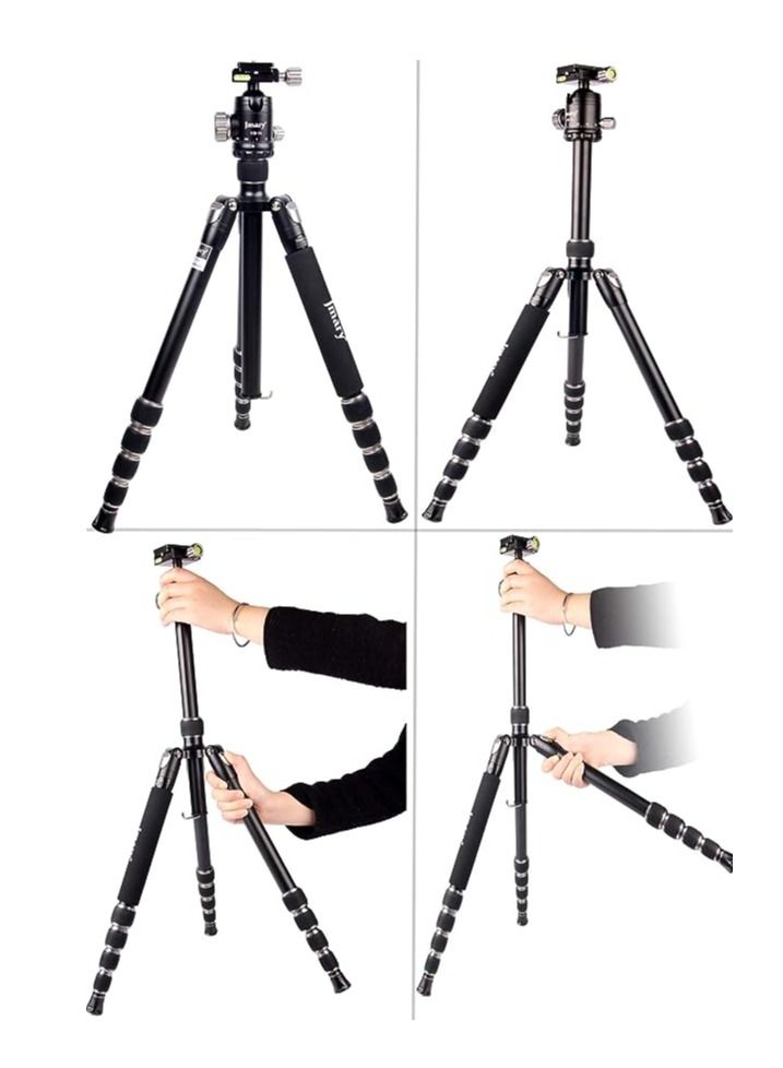 Jmary KT225+NB36-5 Feet Height Aluminium Alloy Professional Tripod And Monopod For All DSLR Cameras - Black - Image 1