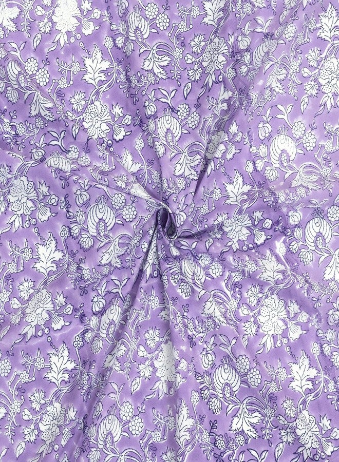 TOAI Hand Block Printed Bedsheet | Bed Sheet Flatsheet | Pure Cotton | Double Bed King Size 108"x108" | 300 TC Bedsheets | Includes 2 Pillow Covers (Lavander Kalamkari) - Image 2