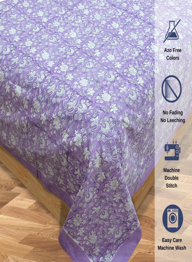 TOAI Hand Block Printed Bedsheet | Bed Sheet Flatsheet | Pure Cotton | Double Bed King Size 108"x108" | 300 TC Bedsheets | Includes 2 Pillow Covers (Lavander Kalamkari) - Image 5