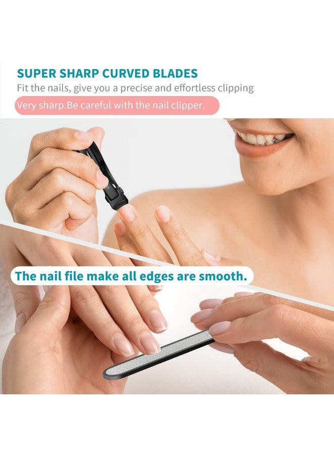 SZQHT Extra Wide Jaw Opening Nail Clippers For Thick Nails Cutter For Ingrown Toenail Clippers & Fingernails Manicure Set,Pedicure Kit,Men & Women(Black) - Image 2
