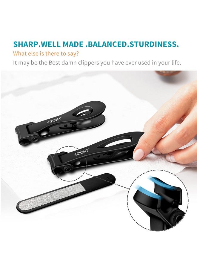 SZQHT Extra Wide Jaw Opening Nail Clippers For Thick Nails Cutter For Ingrown Toenail Clippers & Fingernails Manicure Set,Pedicure Kit,Men & Women(Black) - Image 1