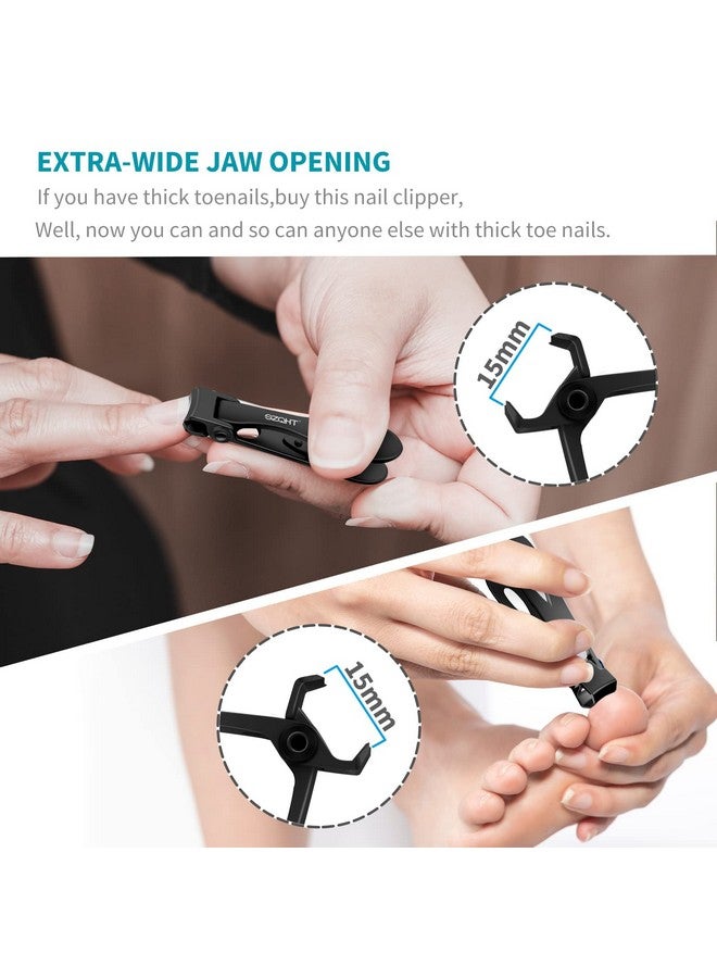 SZQHT Extra Wide Jaw Opening Nail Clippers For Thick Nails Cutter For Ingrown Toenail Clippers & Fingernails Manicure Set,Pedicure Kit,Men & Women(Black) - Image 3