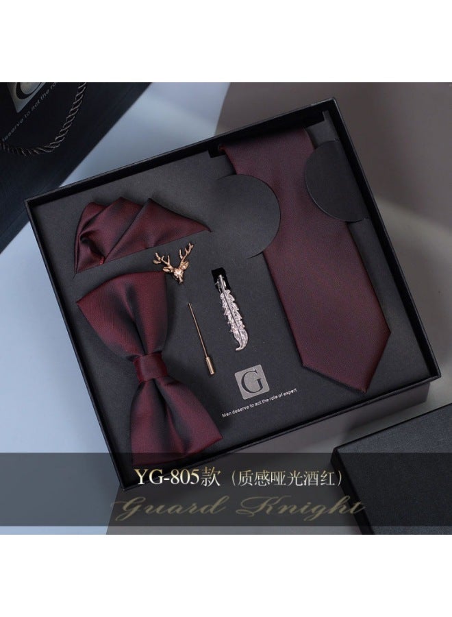 High-end Tie Set Gift Box For Wedding Groom's Formal Wear, European And American Casual Bow Tie Valentine's Day Gift For Boys