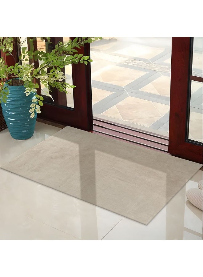 DANUBE HOME Nova Tufted Shaggy Solid Mat | Washable Solids Style | Polyester Door Mat | Floor Mat For Home 50X90cm-Camel - Image 1