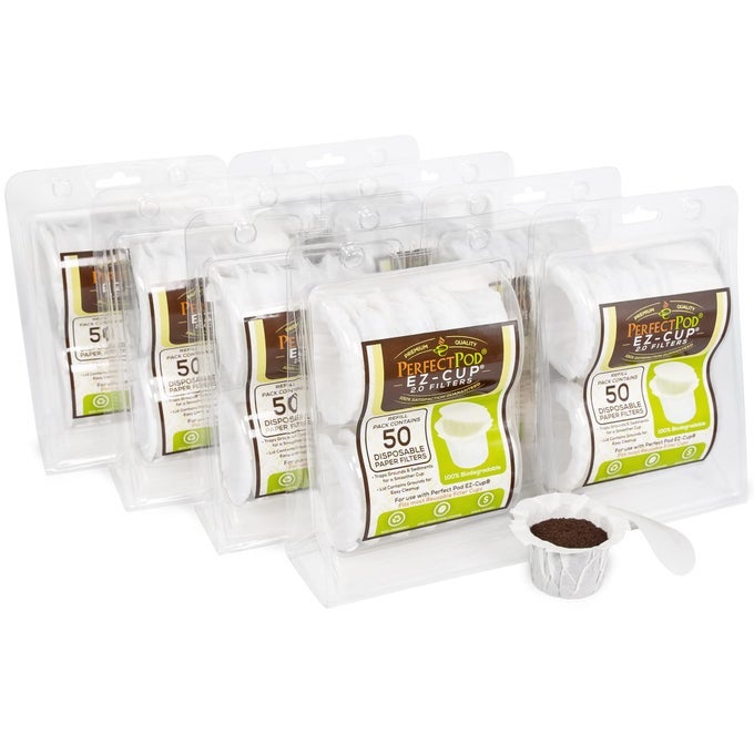 EZCUP DISPOSABLE PAPER FILTERS WITH PATENTED LID DESIGN FOR REUSABLE COFFEE PODS 8PACK 400 FILTERS