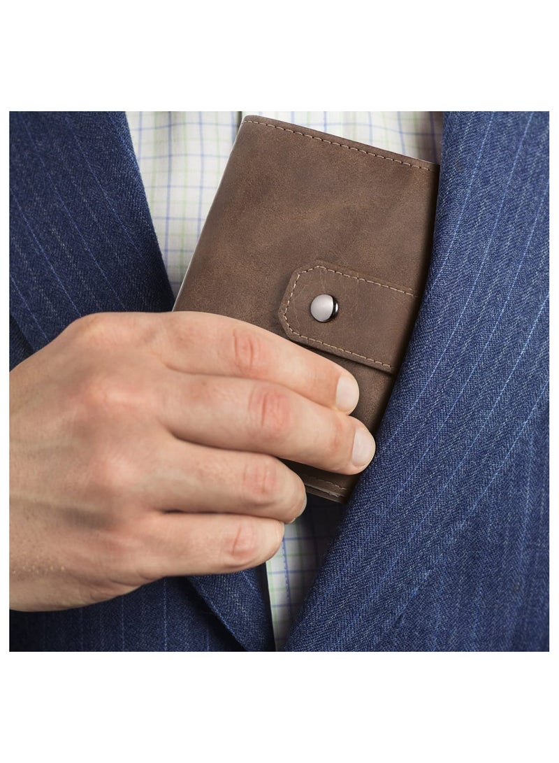 SOLARAE Men's RFID Blocking Leather Wallet - Foldable Bifold Purse with Zipper Coin Pocket, Credit Card Holder, Perfect Gift for Men (Brown) - Image 2