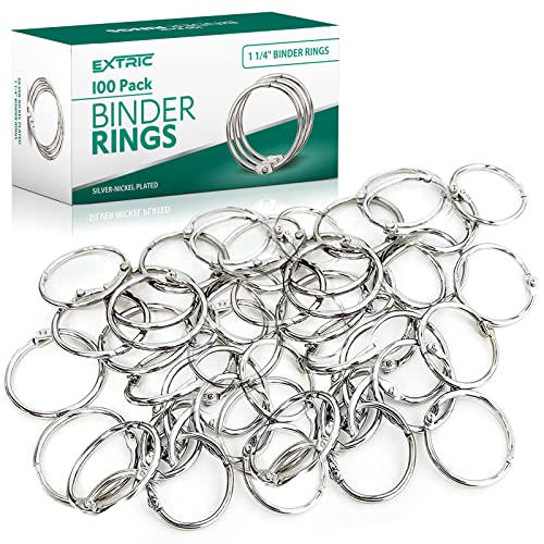 EXTRIC Loose Leaf Binder Rings 1 1/4 Inch, Metal Book Rings for Index Cards 100 Pack, Heavy Duty Nickel Plated Great for Flashcards, Home, School and Office - Image 1