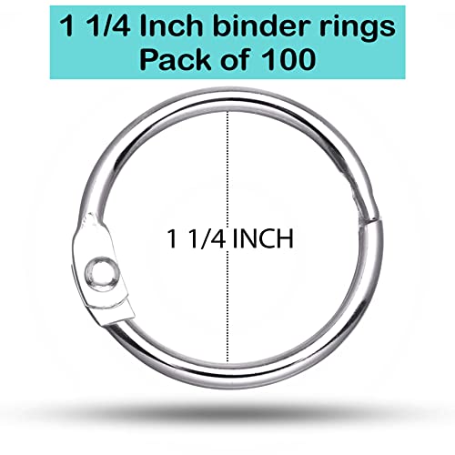 EXTRIC Loose Leaf Binder Rings 1 1/4 Inch, Metal Book Rings for Index Cards 100 Pack, Heavy Duty Nickel Plated Great for Flashcards, Home, School and Office - Image 2