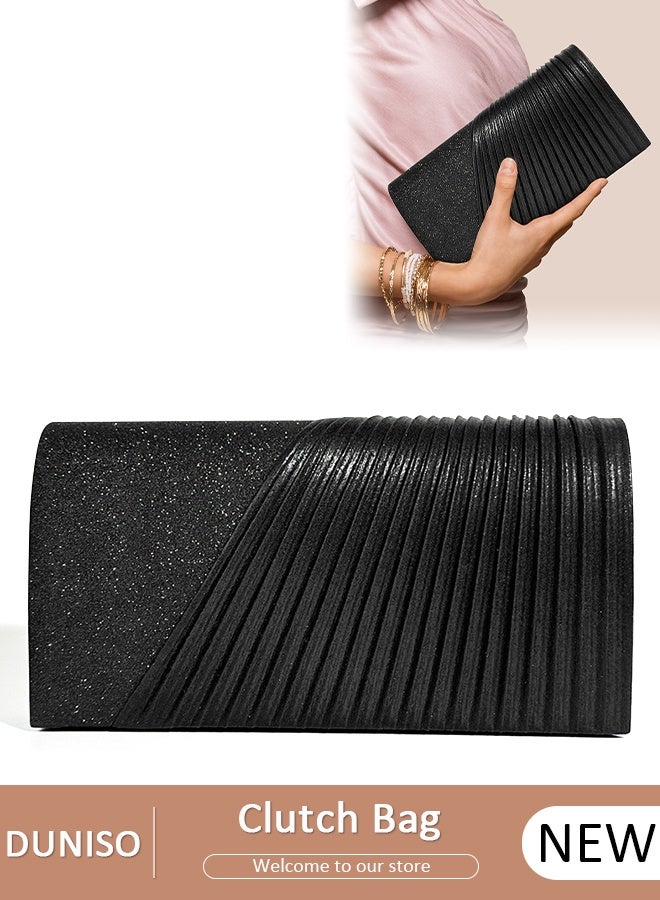DUNISO Women Shiny Glitter Evening Clutch Crossbody Bag Envelope Handbag Chain Purse for Wedding Formal Cocktail Party - Image 1