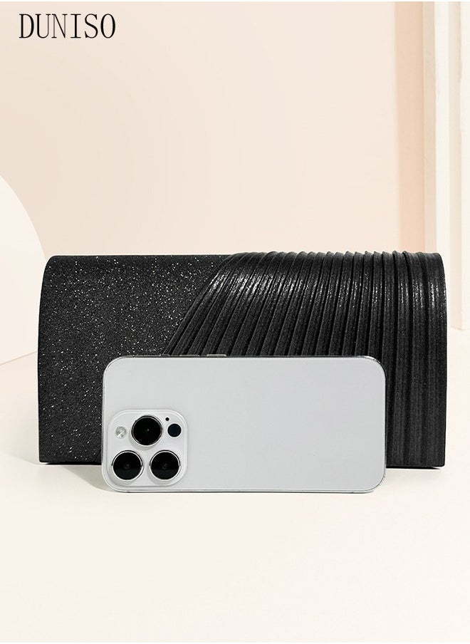 DUNISO - Women Shiny Glitter Evening Clutch Crossbody Bag Envelope Handbag Chain Purse for Wedding Formal Cocktail Party - Image 1