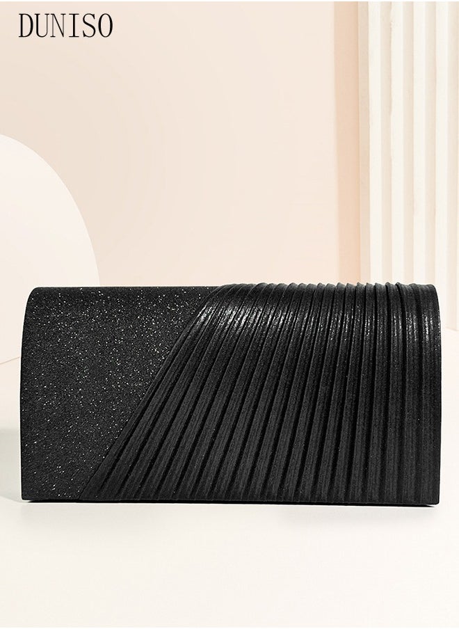 DUNISO - Women Shiny Glitter Evening Clutch Crossbody Bag Envelope Handbag Chain Purse for Wedding Formal Cocktail Party - Image 1