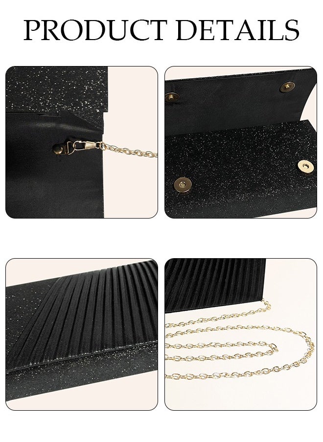 DUNISO - Women Shiny Glitter Evening Clutch Crossbody Bag Envelope Handbag Chain Purse for Wedding Formal Cocktail Party - Image 1