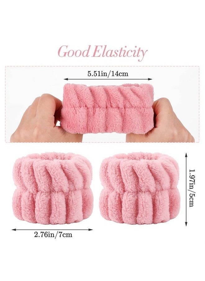 Sibba - 3 PCS Spa Headband Face Washing Wrist Bands Sweat Wristbands Towel Facial Makeup Wash Wristband Set Hair Scrunchie Wraps Fuzzy Puffy Cloths Washband Skincare Facewash Beauty Sweatbands Women - Image 1