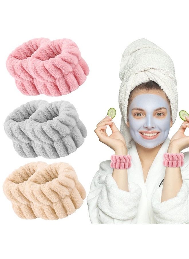 Sibba - 3 PCS Spa Headband Face Washing Wrist Bands Sweat Wristbands Towel Facial Makeup Wash Wristband Set Hair Scrunchie Wraps Fuzzy Puffy Cloths Washband Skincare Facewash Beauty Sweatbands Women - Image 1