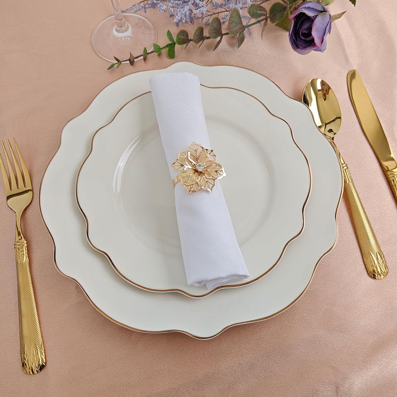 EMORBALS Gold Napkin Rings, Thanksgiving Christmas Napkin Rings Set of 12, Nickel-Plated Steel Table Decor for Festival Party - Floral - Image 5